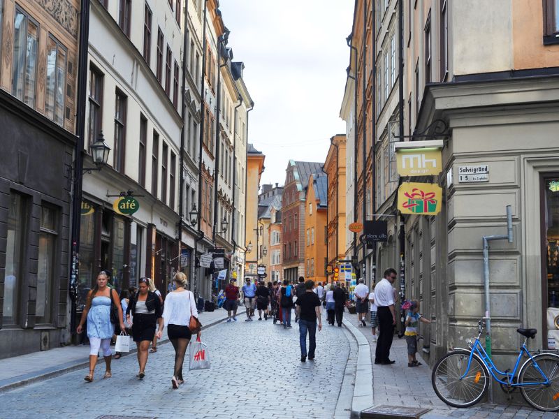 Haupt Einkaufsstraße in Stockholms Altstadt