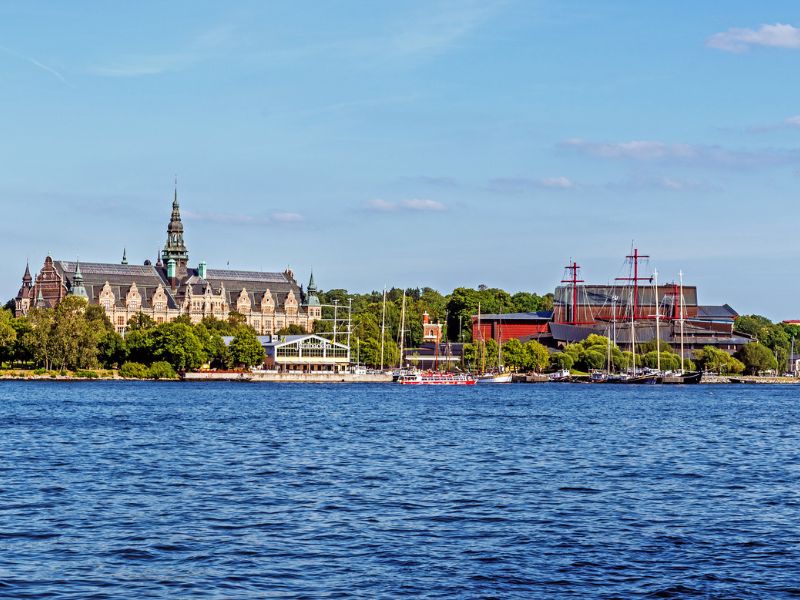 Blick auf Museumsinsel Djurgården in Stockholm