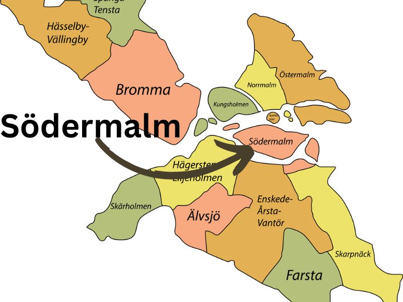 Karte von Stockholms Stadtteilen mit Szeneviertel Södermalm
