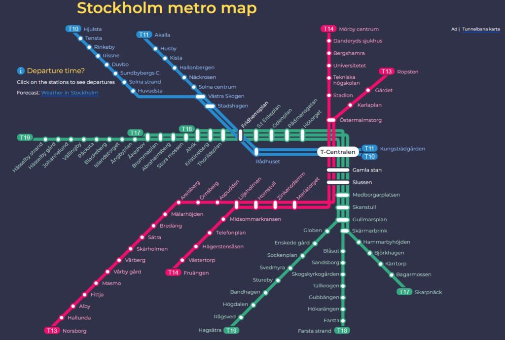 Stockholm U Bahn Karte