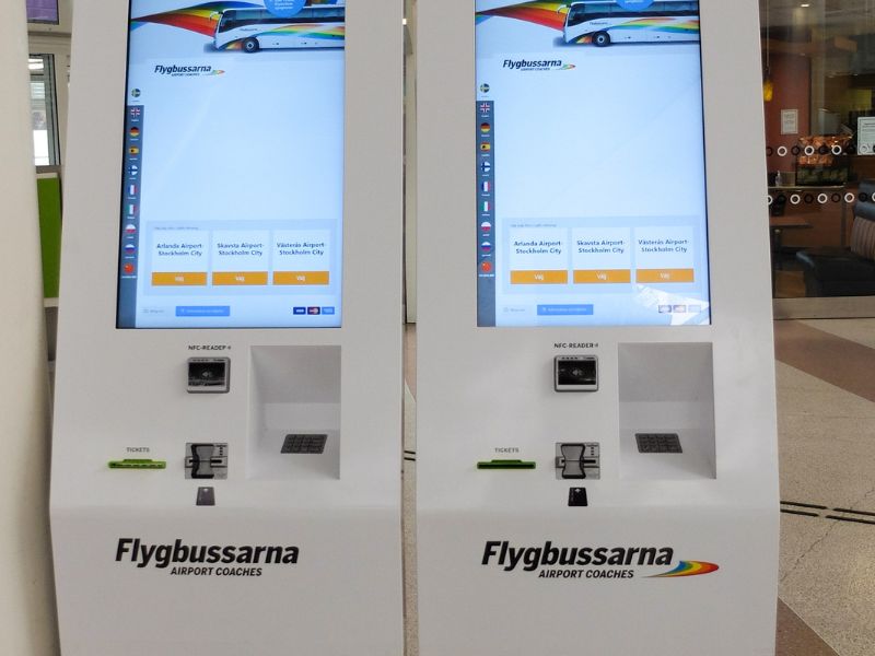 Ticket Automat für Karten für den Transfer mit dem Bus Flygbussarna in Stockholm