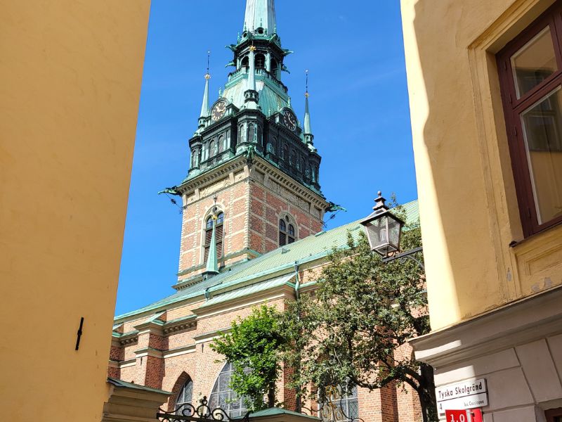 Kirchtum der Deutschen Kirche in Stockholm